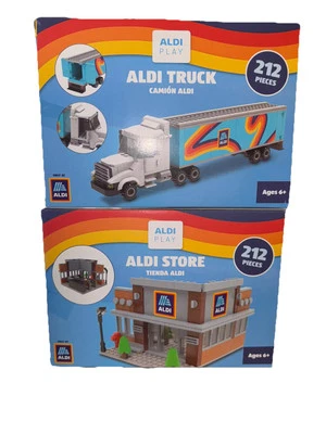 Bee Happy ALDI LEGO Semi Truck & Store 212 Pieces Building Block Sets Fast Ship
