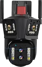 8K 16MP WiFi IP Camera Outdoor Four Lens PTZ Camera Auto Tracking 10X Zoom Security Protection Surveillance Camera 360(A/U,8K 10xZoom Add 32G)