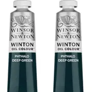 2x Winsor & Newton 200ml Winton Oil Colour Paint Artist Phthalo Deep Green