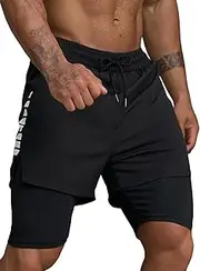 [Smatstyle] Smarstyle Men's Running Shorts, Short 2-in-1 Shorts, Running Shorts, Men's Quick-Drying Sports Trousers with Pockets, Breathable Training Shorts