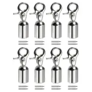 0.51" Cord End Cap Terminator Cord for Tassel Jewelry Making, 8Pcs Silver
