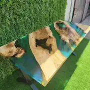 Clear green epoxy dining table top wooden furniture for cyber monday sale