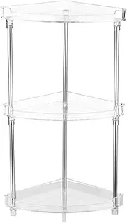 3-Tier Corner Storage Organizing Caddy Stand for Bathroom Vanity Countertops Standing 2 Shelves Clear Transparent 3-Tier
