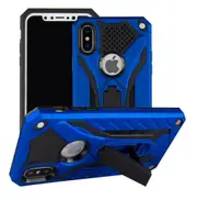 For iPhone XS & X Case, Armour Strong Shockproof Tough Cover Kickstand, Blue