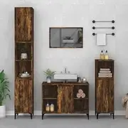 Bathroom Vanity Sink Cabinet Smoked Oak 80x33x60 cm Engineered Wood