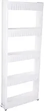 Slim Storage Cart- 5 Tier Narrow Space Organizer on Wheels- Slide Out Shelving Rack for Laundry Room, Bathroom, Kitchen, Pantry & More - White