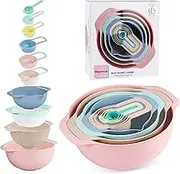 10 Pcs Plastic Mixing Bowls Set with Measuring Spoon,XICEN Colorful Serving Bowls for Kitchen, Ideal for Baking, Prepping, Nesting Bowls Brand: Weyrinice