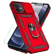 Compatible with iPhone 12 Case/iPhone 12 Pro Case with HD Screen Protector Red