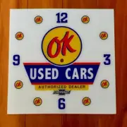 15" OK Used Cars Square Replacement Clock Face for Pam Clock FREE SHIP