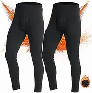 [Lanbaosi] Mens Thermal Underwear Pants Long Johns Bottoms Thermal Leggings for Men Base Layer Men Fleece Lined, 2 Pack
