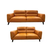 Downy Genuine Leather Sofa Set 3 + 2 Seater Upholstered Lounge Couch Tangerine