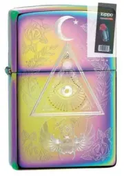 Zippo 49061 Eye of Providence Spectrum Multi Color Lighter + FLINT PACK