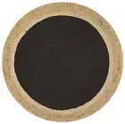 Rug Culture Round Jute Natural Rug Black 200x200cm, Rugs, Home Decor & Homewares