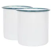 2x Green 15.5cm White Enamel Utensil Holders Kitchen Cutlery Spoon Storage Rack