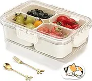 FANYX Divided Serving Tray with Lid and Handle, 4-Compartment Portable Snackle Tackle Box Organizer for Candy, veggie, Charcuterie Snack Box Container, Perfect for Party, Travel.