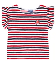 [Vilebrequin Kids] Vilebrequin Kids Genny striped ruffled cotton top Y 14 red