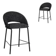 Set of 2 - Harrington Black Bar Stool - Field Charcoal