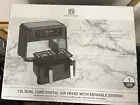 Smith + Nobel 10L Digital Dual Zone Air Fryer w Movable Divider (SNDZ220) - New
