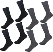 OATIPHO 4 Pairs Socks for Men Soft Non Elastic Comfortable Fit Suitable for Seniors Size 39 43 & Dark Grey