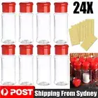 24PCS Plastic Spice Bottles Jars Containers Shaker Lid Herb 100ML +144X Stickers
