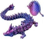 3D Printed Articulated Dragon in Egg, Crystal Dragon With Egg, Executive Desk Toys for Gifts, Home Office Decor (Laser Purple)