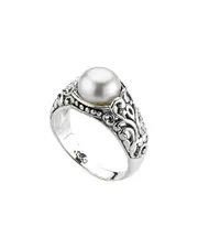 Samuel B. Silver 7.5-8mm Pearl Balinese Ring 10 NoColor