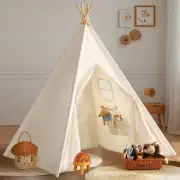 Teepee Tent for Kids Indoor - Natural Canvas Kids Play Tent - Washable Tipi Slee