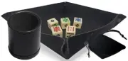 16mm Ivory Poker Dice Squared Spades Ace + Dice Rolling Tray + Dice Cup Bundle
