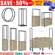 Large Black Firewood Log Storage Rack Stand Tools Holder Store Indoor/Outdoor AU