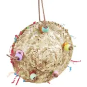 Birdcage Accessories Budgies Standing Toy Handwoven Hat Toy Bird Chewing Toy