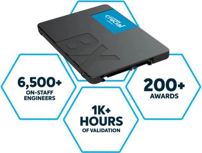 Crucial BX500 2TB 2.5' SATA3 6Gb/s SSD - 3D NAND 540/500MB/s 7mm 1.5 mil MTBF