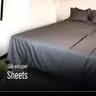 Silk whisper 100% cotton sheets for Queensize bed,Grey,300 thread,4pc Cooling