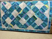 Patchwork Quilt Batik Scrappy Mix of Turquoise Aqua and Blue Hues Quilted Throw