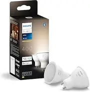 Philips Hue GU10 Smart Lamp, Dimmable Warm White Light, 2 Pack, Bluetooth Compatible, Voice Control with Alexa, Apple Home and Google