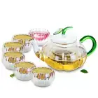 7in1 Tea Set - 770ml Pumpkin-shaped Heat-Resistant Glass Teapot +6x 35ml Cups