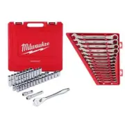 Milwaukee SAE/Metric Impact Socket Set 1/2" Drive Deep w/ Wrench Set (62-Piece)