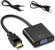 HDMI to VGA Adapter, HDMI Male to VGA Female Converter Unidirectional HDMI Computer to VGA Monitor Adapter (Male to Female) for Computer, Laptop, Monitor, Projector, TV