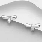 925 Sterling Silver High Polished Bumble Bee Stud Earrings Women Girls Cute