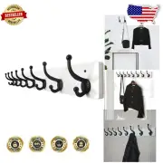 Stylish Rustic Coat Rack with 8 Cast Iron Hooks - Perfect for Garage & Entry