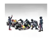 1/18 Scale Formula One F1 Pit Crew 7 Figure Set Team Blue Release III America...