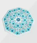 24" white Marble Coffee Table Top Inlay Semi Precious Stone Sofa Side Table