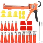 Caulk Gun Kit, Dripless Caulking Gun with 15 Silicone Nozzles, V Shape Sealan...