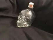 = 5''X 4'' CLEAR SKULL GLASS BOTTLE W/ CORK NEW