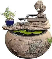 Tabletop Water Fountain New Chinese Style Financial Attraction, Flowing Water Decoration, Home, Porch, Living Room, Desktop, Office, Circular Fountain, Landscape Office Relaxation Meditation Fountain