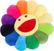 Plush Sunflower Throw Pillow Smile Face Murakami Flower Floor Pillow Colorful Sun Flower Plush Toy Pet Cushion Mat Pillow-Blue
