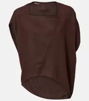 [Loro Piana] Loro Piana Gaia asymmetric linen crêpe top AU 16 brown