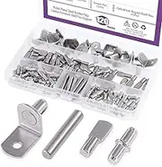 Swpeet 120Pcs 4 Styles Shelf Pins Kit, Top Quality Nickel Plated Shelf Bracket Pegs Cabinet Furniture Shelf Pins Support for Shelf Holes on Cabinets, Entertainment Centers