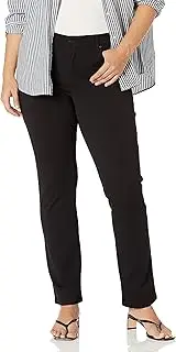 [NYDJ] Womens Plus Size Ponte Marilyn Straight Leg Pant, Black, 28