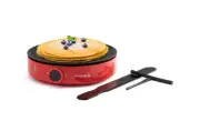 HOLSTEIN HOUSEWARES Griddle Crepe Maker Non-Stick Smokeless Red Spatula Spreader