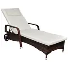Sun Lounger with Cushion&Wheels Sofa Patio Day Bed Garden Outdoor Rattan vidaXL